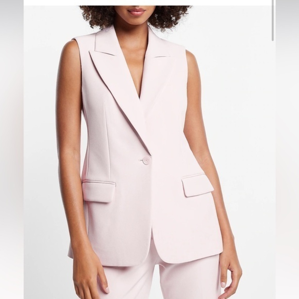 EXPRESS Editor One Button Sleeveless Blazer NWOT PINK XL